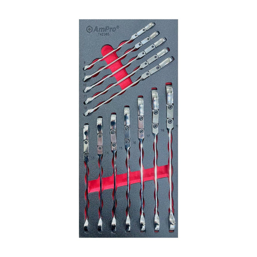 Ampro Double Flex Head Metric Geared Ratcheting Wrench Set 12 Piece TS52385 — image 1