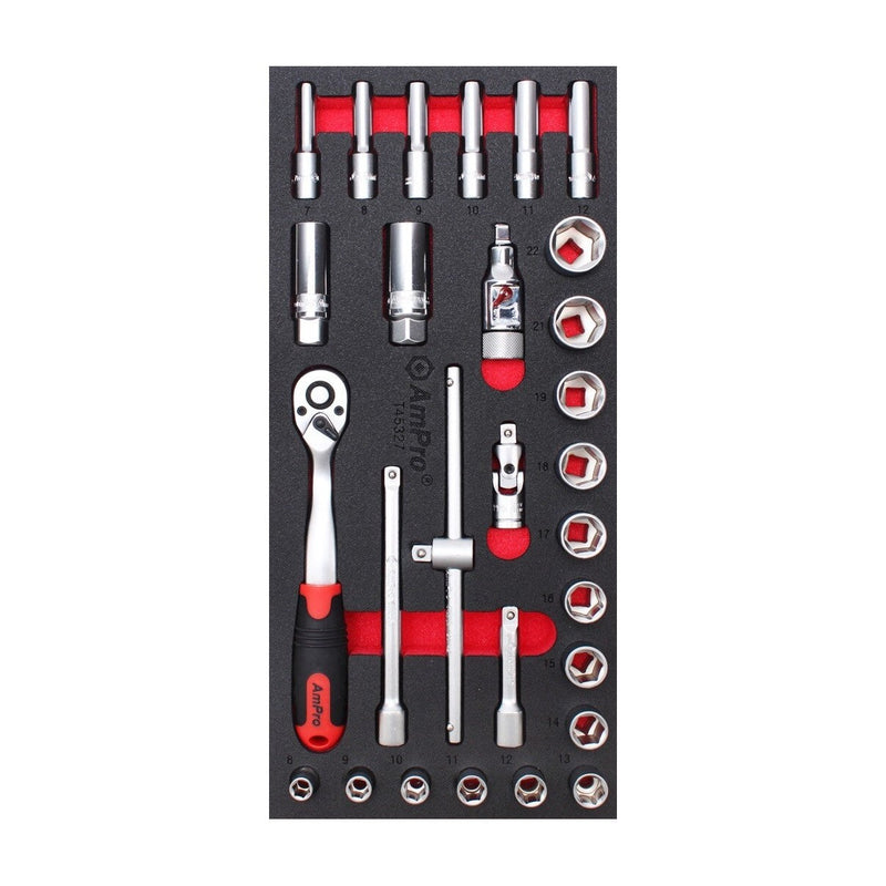 Ampro 3/8" Drive Metric Socket Set 28 Piece TS55327 — image 1