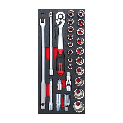 Ampro 1/2" Drive Imperial Socket Set 26 Piece TS55471 — image 1